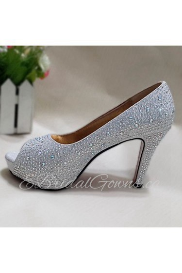 Women's Shoes Glitter Stiletto Heel Heels/Peep Toe Sandals Wedding/Party & Evening/Casual Silver