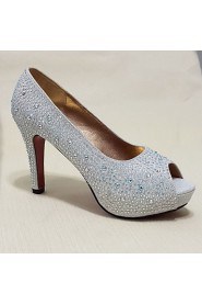 Women's Shoes Glitter Stiletto Heel Heels/Peep Toe Sandals Wedding/Party & Evening/Casual Silver