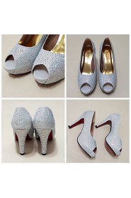 Women's Shoes Glitter Stiletto Heel Heels/Peep Toe Sandals Wedding/Party & Evening/Casual Silver