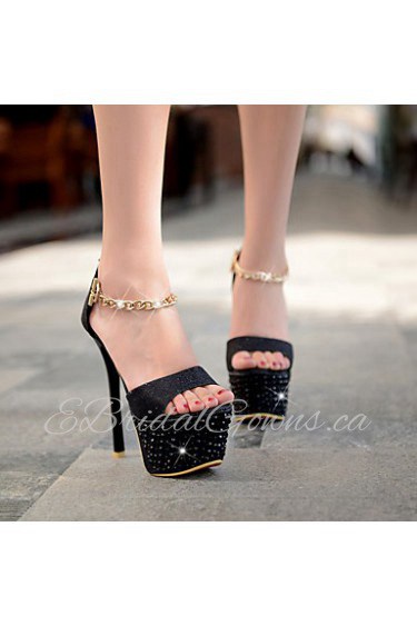 Women's Leather Stiletto Heel Heels/Peep Toe/Platform Sandals/Pumps/Heels Wedding/Party & Evening/Casual Black/Gold