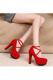 Women's Shoes Fleece Stiletto Heel Heels Heels Wedding / Party & Evening Black / Red