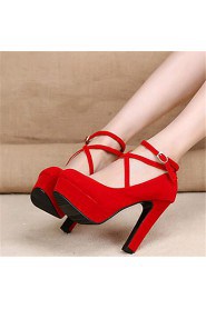 Women's Shoes Fleece Stiletto Heel Heels Heels Wedding / Party & Evening Black / Red