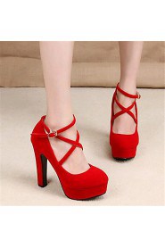 Women's Shoes Fleece Stiletto Heel Heels Heels Wedding / Party & Evening Black / Red