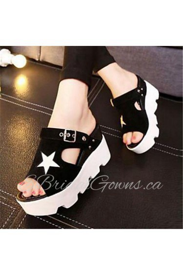 Women's Shoes Synthetic Platform Peep Toe / Creepers Sandals Office & Career / Casual Black / White / Gray