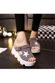 Women's Shoes Synthetic Platform Peep Toe / Creepers Sandals Office & Career / Casual Black / White / Gray