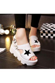 Women's Shoes Synthetic Platform Peep Toe / Creepers Sandals Office & Career / Casual Black / White / Gray