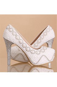 Women's Wedding Shoes Heels/Platform/Round Toe Heels Wedding White/Beige