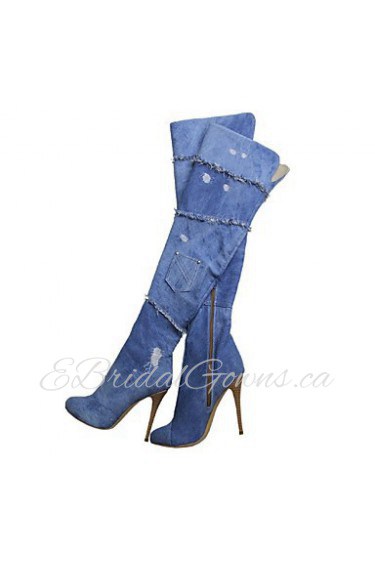 Women's Shoes Canvas Stiletto Heel Fashion Boots Boots Office & Career / Dress / Casual Blue