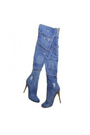 Women's Shoes Canvas Stiletto Heel Fashion Boots Boots Office & Career / Dress / Casual Blue