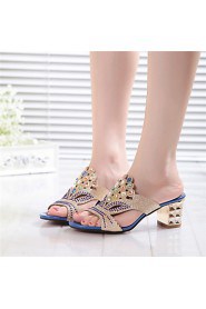 Women's Shoes Chunky Heel Open Toe Sandals Casual Black/Blue