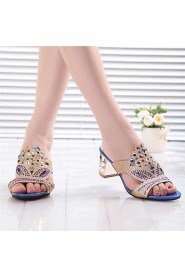 Women's Shoes Chunky Heel Open Toe Sandals Casual Black/Blue