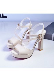 Women's Shoes Chunky Heel Heels/Platform/Slingback/Open Toe Sandals Party & Evening/Dress Black/Pink/White/Beige