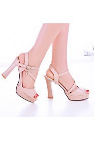 Women's Shoes Chunky Heel Heels/Platform/Slingback/Open Toe Sandals Party & Evening/Dress Black/Pink/White/Beige