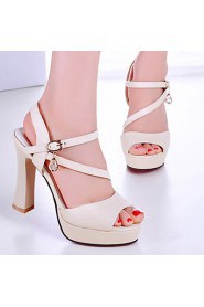 Women's Shoes Chunky Heel Heels/Platform/Slingback/Open Toe Sandals Party & Evening/Dress Black/Pink/White/Beige