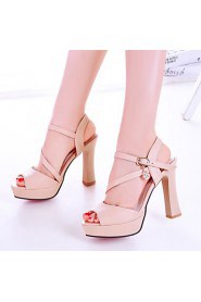 Women's Shoes Chunky Heel Heels/Platform/Slingback/Open Toe Sandals Party & Evening/Dress Black/Pink/White/Beige