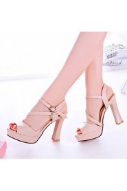 Women's Shoes Chunky Heel Heels/Platform/Slingback/Open Toe Sandals Party & Evening/Dress Black/Pink/White/Beige