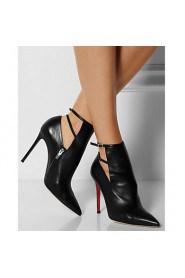 Women's Shoes Leather Stiletto Heel Heels / Pointed Toe Heels Wedding / Party & Evening / Dress Black