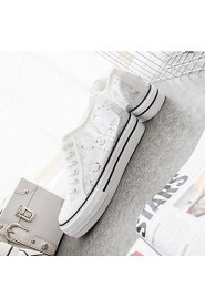 Women's Shoes Breathable Canvas Tulle Platform Comfort / Round Toe Fashion Sneakers Outdoor / Casual Black / White