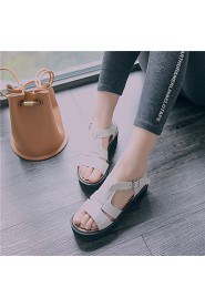 Women's Shoes Platform Platform / Creepers Sandals Outdoor / Dress / Casual Black / White / Beige