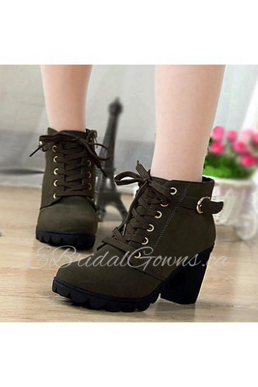 Women's Shoes Leatherette Chunky Heel Combat Boots / Round Toe Heels / Boots Outdoor / Casual Black / Yellow / Green