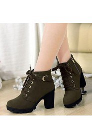 Women's Shoes Leatherette Chunky Heel Combat Boots / Round Toe Heels / Boots Outdoor / Casual Black / Yellow / Green