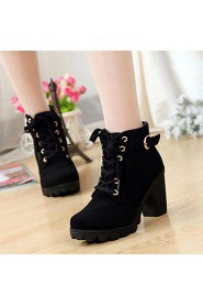 Women's Shoes Leatherette Chunky Heel Combat Boots / Round Toe Heels / Boots Outdoor / Casual Black / Yellow / Green