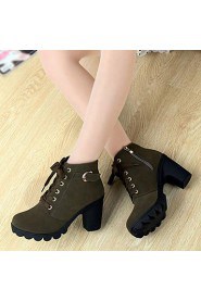 Women's Shoes Leatherette Chunky Heel Combat Boots / Round Toe Heels / Boots Outdoor / Casual Black / Yellow / Green