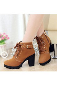 Women's Shoes Leatherette Chunky Heel Combat Boots / Round Toe Heels / Boots Outdoor / Casual Black / Yellow / Green