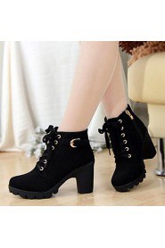 Women's Shoes Leatherette Chunky Heel Combat Boots / Round Toe Heels / Boots Outdoor / Casual Black / Yellow / Green