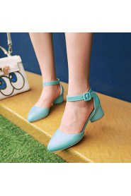 Women's Shoes Patent Leather Low Heel Heels /Pointed Toe / Closed Toe Heels Office & Career / Casual Blue / Pink / White