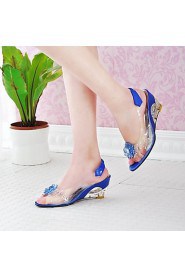 Women's Shoes Silicone / Patent Leather Wedge Heel Wedges / Peep Toe Sandals Office & Career / Dress /Blue / Red