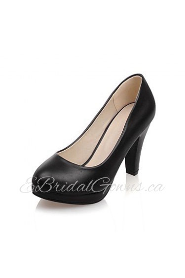 Women's Shoes Leatherette Cone Heel Heels / Platform / Round Toe Heels Office & Career / Dress / Casual Black