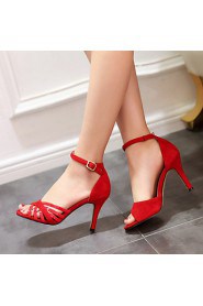 Women's Shoes Stiletto Heel Heels / Peep Toe / Ankle Strap Sandals Wedding / Party & Evening / Dress Black / Blue /Red