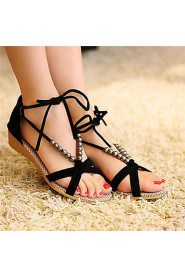 Women's Low Heel Open Toe Sandals Shoes With Beading