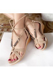 Women's Low Heel Open Toe Sandals Shoes With Beading