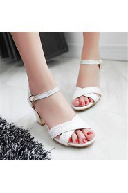 Women's Shoes Customized Materials Chunky Heel Heels Sandals Party & Evening / Dress / Casual Pink / White