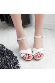 Women's Shoes Customized Materials Chunky Heel Heels Sandals Party & Evening / Dress / Casual Pink / White