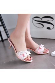 Women's Shoes Low Heel Heels / Peep Toe / Slippers Sandals Wedding / Party & Evening / Dress Black / Pink / White