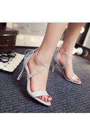 Women's Shoes Stiletto Heel Heels / Ankle Strap Sandals Party & Evening / Dress / Casual Pink / White /Gray