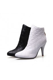 Women's Shoes Synthetic Stiletto Heel Fashion Boots / Basic Pump Boots Outdoor / Office & Career / Casual Black / White