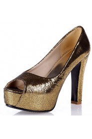 Women's Shoes Chunky Heel/Peep Toe/Platform Heels Party & Evening/Dress Blue/Silver/Gold/Fuchsia