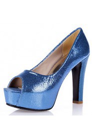 Women's Shoes Chunky Heel/Peep Toe/Platform Heels Party & Evening/Dress Blue/Silver/Gold/Fuchsia