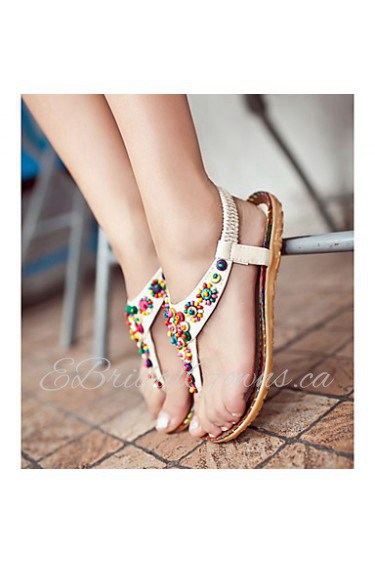 Women's Shoes Leatherette Flat Heel Crib Shoes Sandals Outdoor / Casual Yellow / Beige