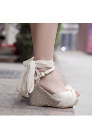 Women's Shoes Wedges / Heels / Peep Toe / Platform Sandals / Heels Outdoor / Dress / Casual Pink / Almond / Beige