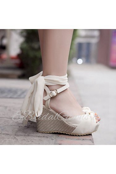 Women's Shoes Wedges / Heels / Peep Toe / Platform Sandals / Heels Outdoor / Dress / Casual Pink / Almond / Beige