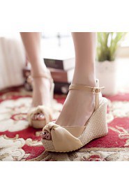 Women's Shoes Wedges / Heels / Peep Toe / Platform Sandals / Heels Outdoor / Dress / Casual Pink / Almond / Beige