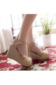 Women's Shoes Wedges / Heels / Peep Toe / Platform Sandals / Heels Outdoor / Dress / Casual Pink / Almond / Beige