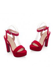 Women's Shoes Velvet Chunky Heel Heels / Platform Sandals Office & Career / Dress / Casual Black / Red