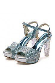 Women's Shoes Glitter Chunky Heel Peep Toe Sandals with Crystal Shoes More Colors available