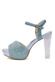 Women's Shoes Glitter Chunky Heel Peep Toe Sandals with Crystal Shoes More Colors available